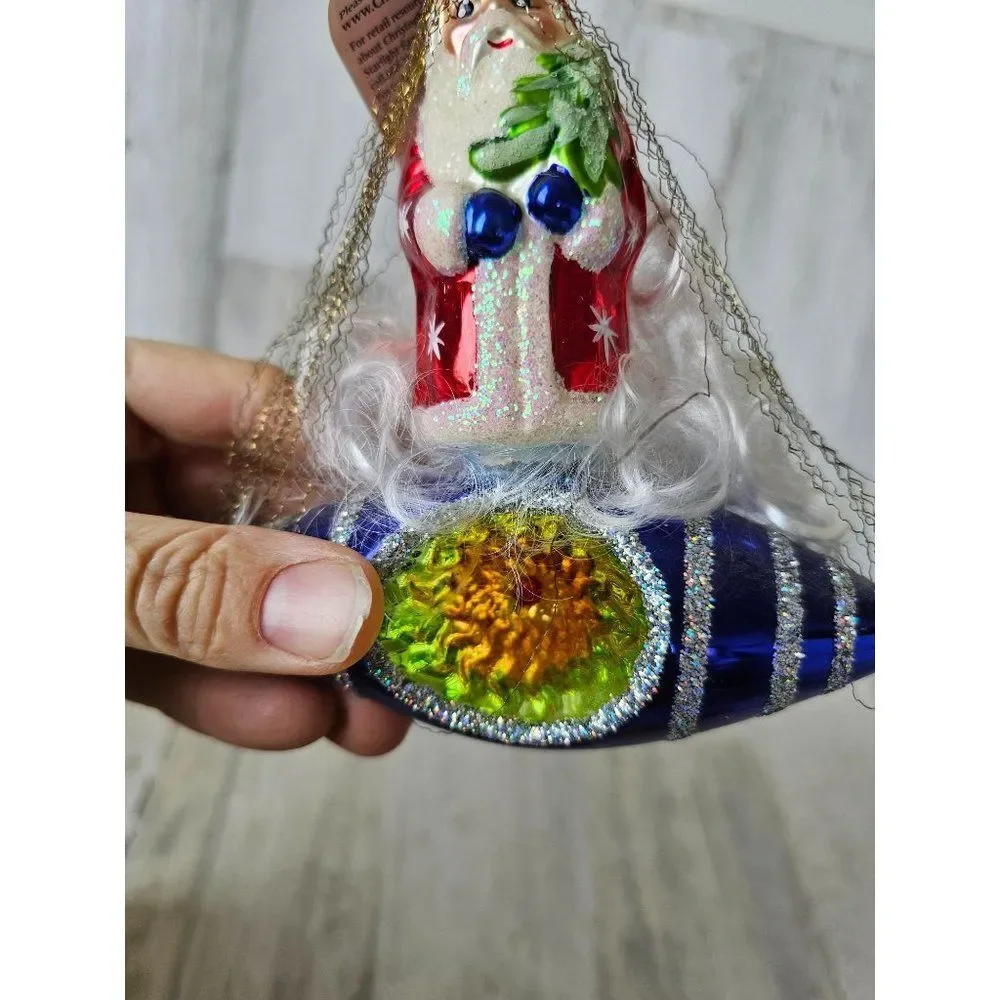 Radko rocket rider reflector Santa 2002 tinsel ornament Xmas tree‎